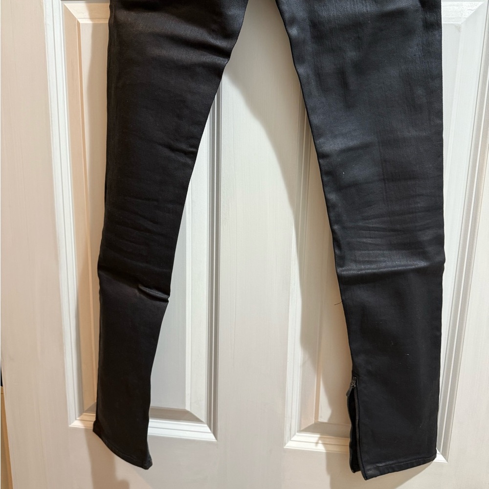 AG Jeans Harlow  Midnight Black Coated Trousers